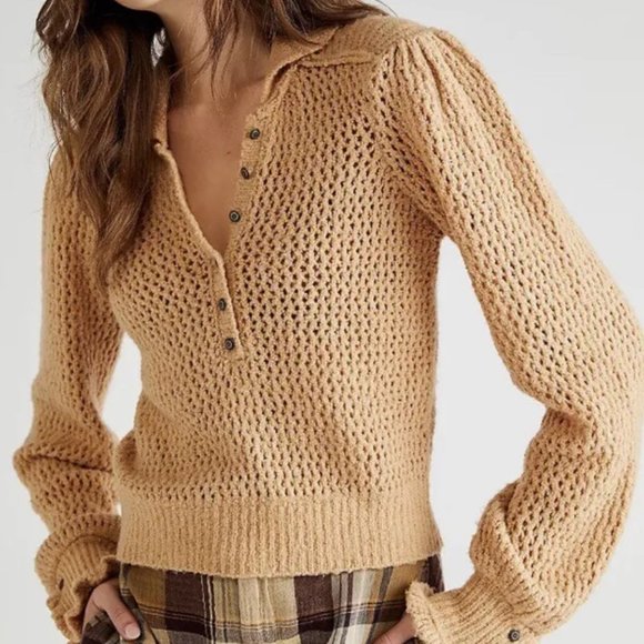 Free People Sweaters - 03 Free People We the Free Snowdrift Pullover / Camel Heather